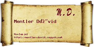 Mentler Dávid névjegykártya